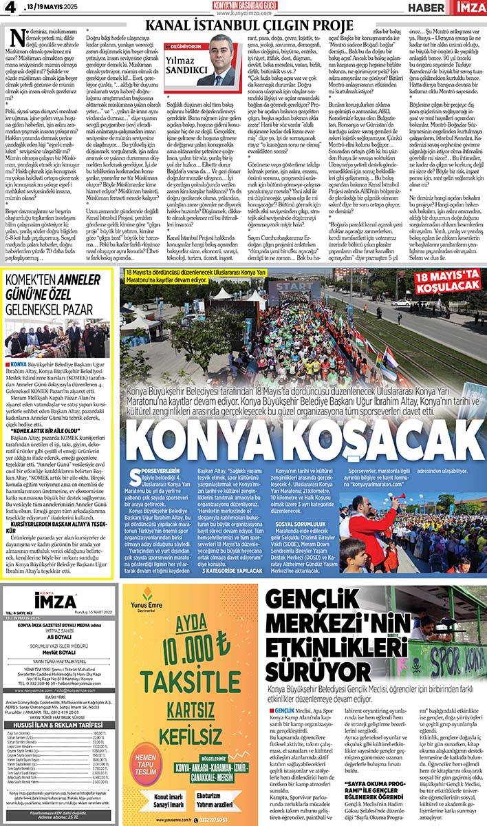 Konya İmza E-GAZETE (13 / 19 Mayıs 2025) 4