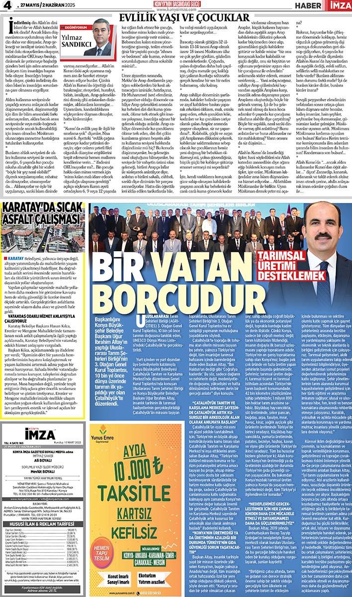 Konya İmza E-GAZETE (27 Mayıs / 2 Haziran 2025) 4