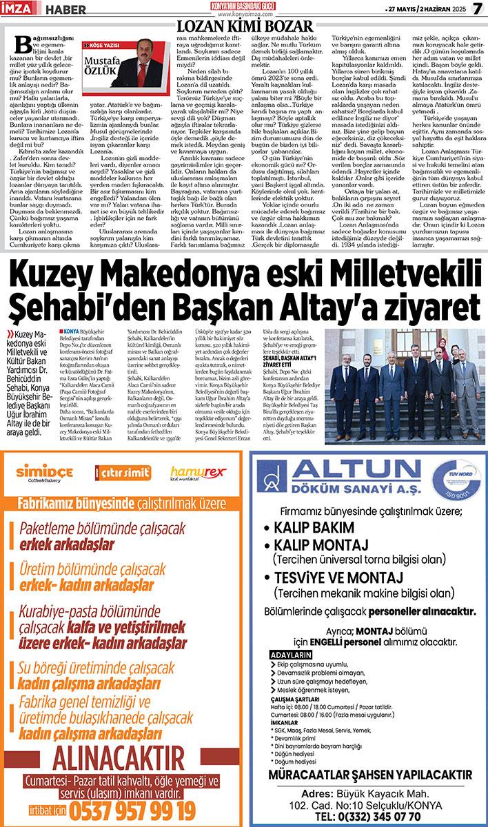Konya İmza E-GAZETE (27 Mayıs / 2 Haziran 2025) 7