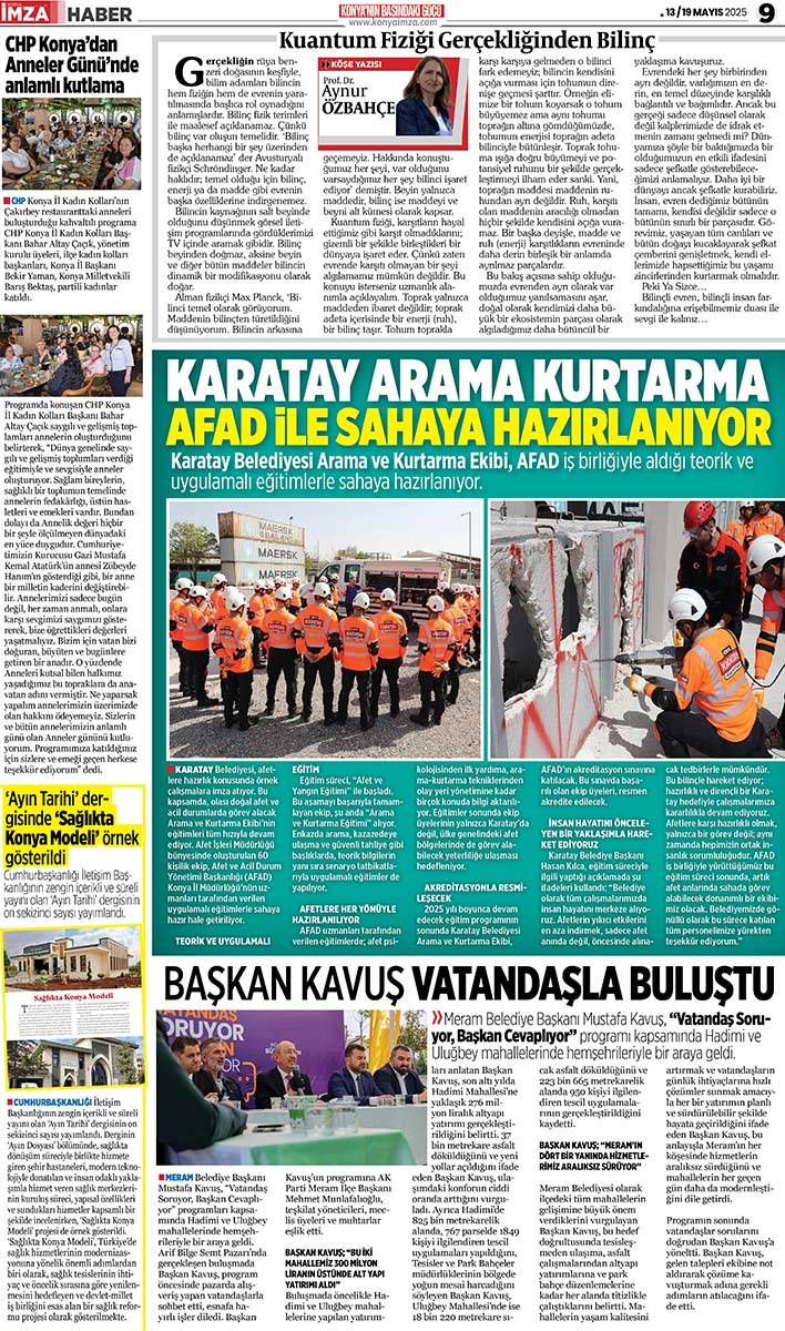 Konya İmza E-GAZETE (13 / 19 Mayıs 2025) 9