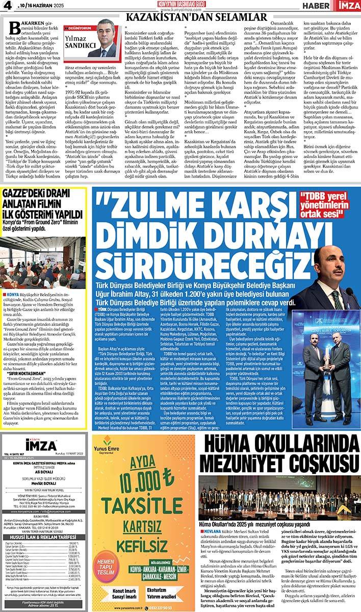 Konya İmza E-GAZETE (10 /16 Haziran 2025) 4