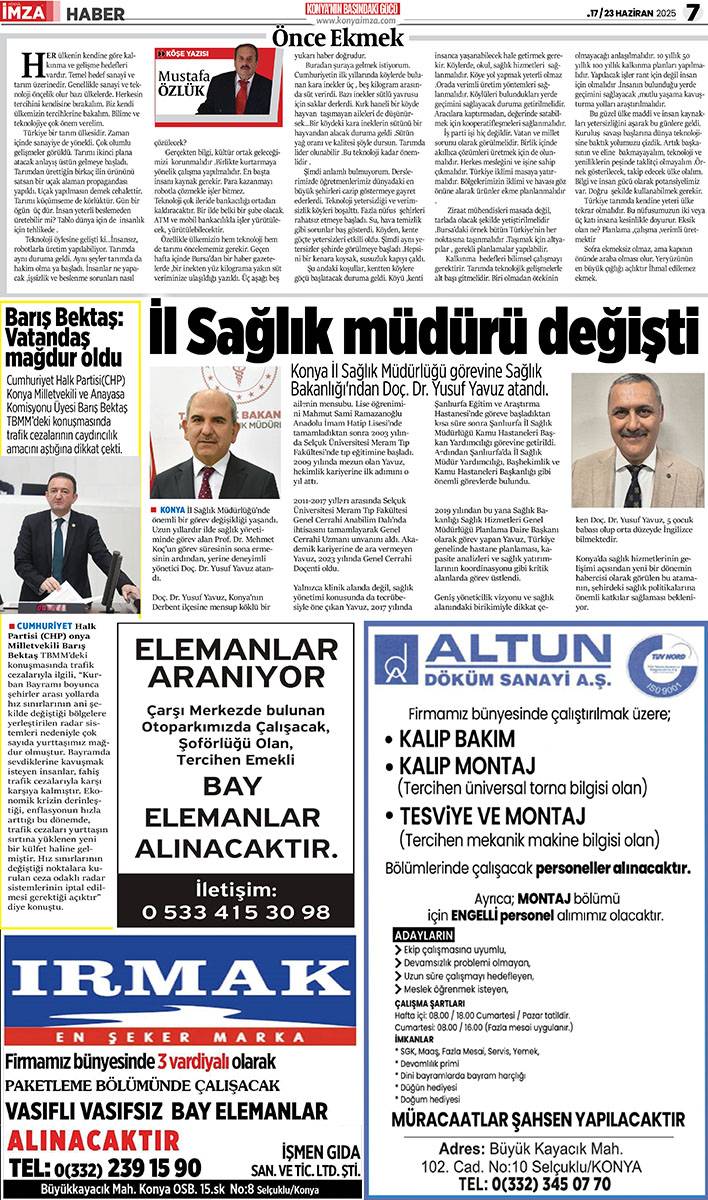 Konya İmza E-GAZETE (17 / 23 Haziran 2025) 7