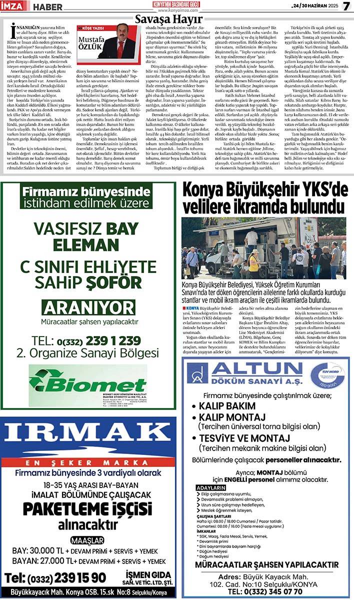 Konya İmza E-GAZETE 24/30 Haziran 2025 7