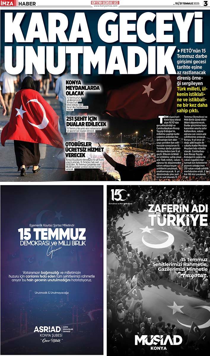 Konya İmza E-GAZETE (15/21Temmuz 2025) 3