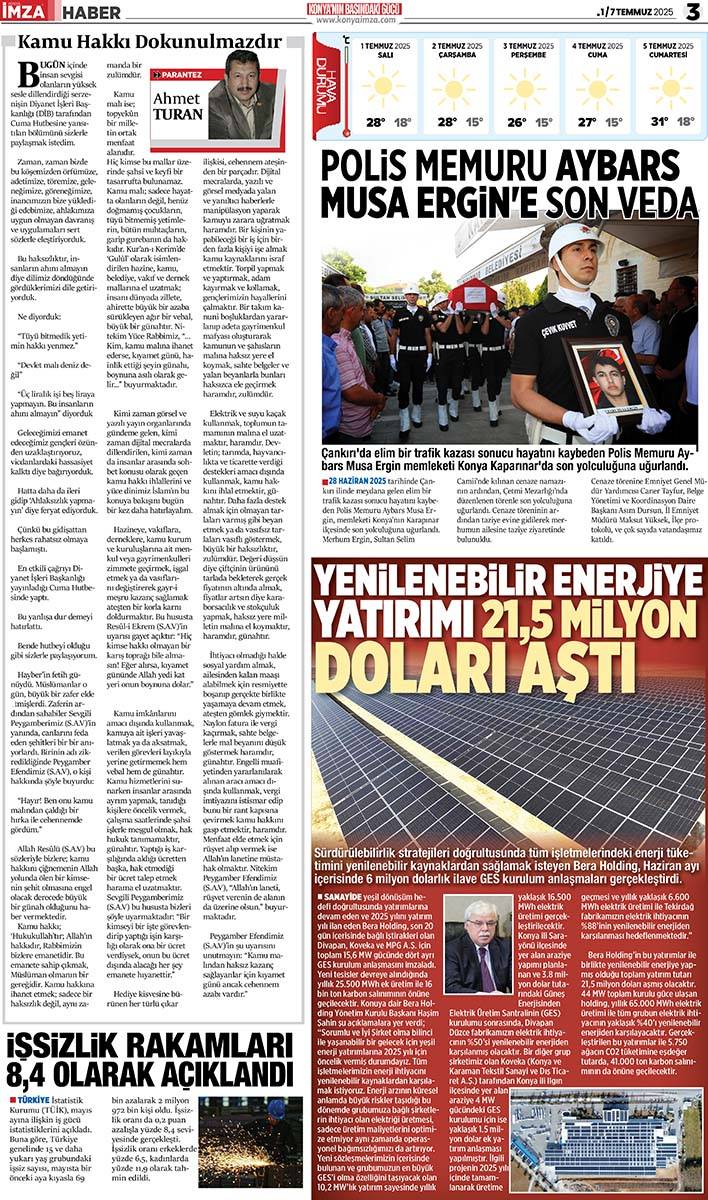 Konya İmza E-GAZETE 1 / 7 Temmuz 2025 3