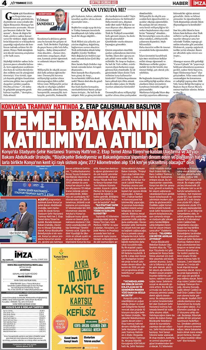 Konya İmza E-GAZETE 8 / 14 Temmuz 2025 4