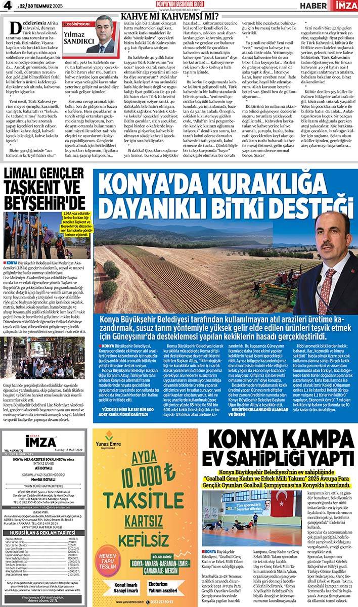 Konya İmza E-GAZETE (22 / 28 Temmuz 2025) 4