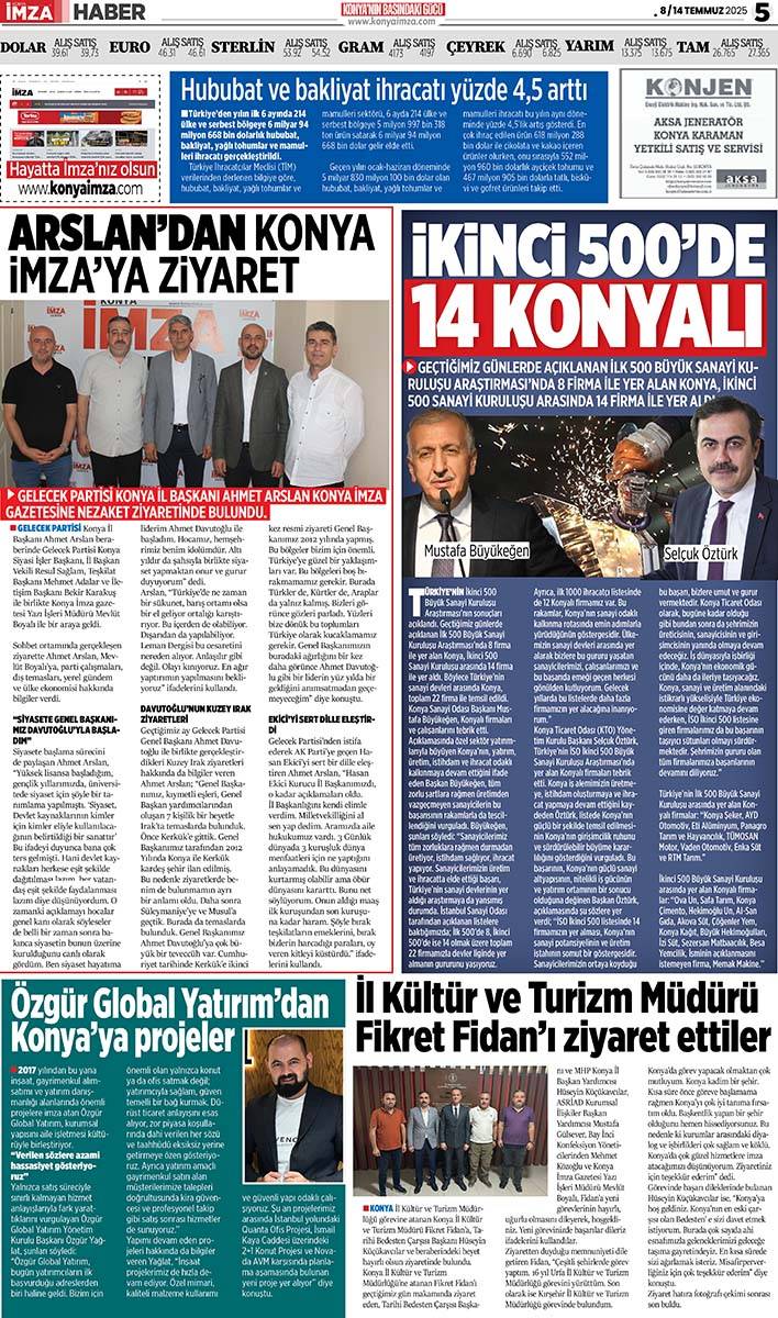 Konya İmza E-GAZETE 8 / 14 Temmuz 2025 5
