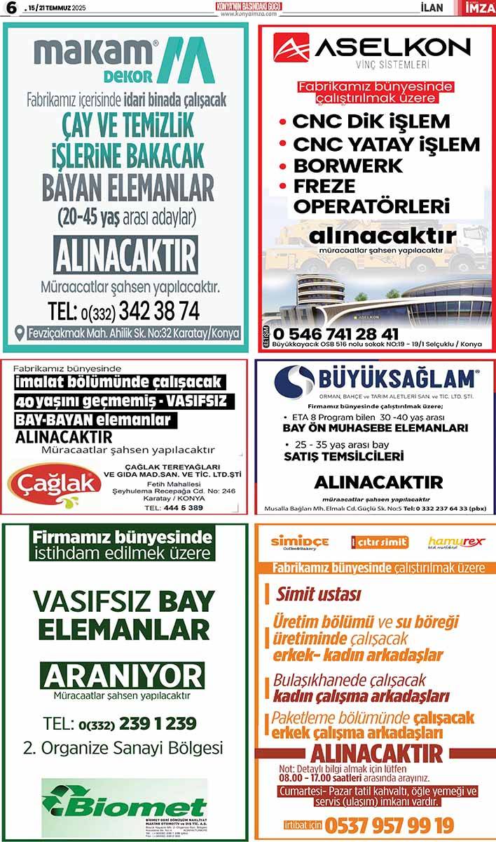 Konya İmza E-GAZETE (15/21Temmuz 2025) 6