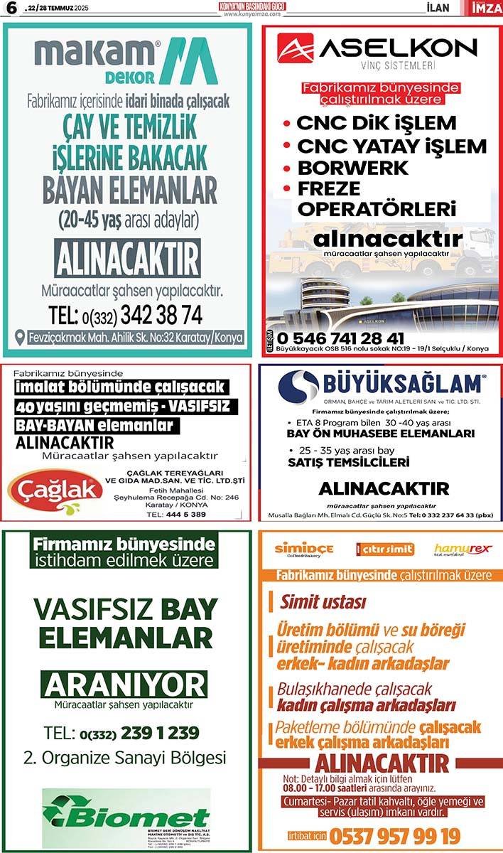 Konya İmza E-GAZETE (22 / 28 Temmuz 2025) 6