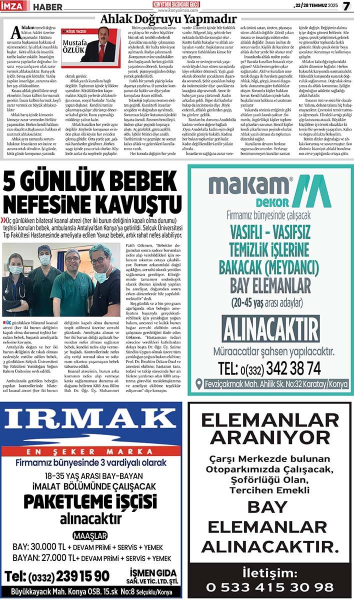 Konya İmza E-GAZETE (22 / 28 Temmuz 2025) 7