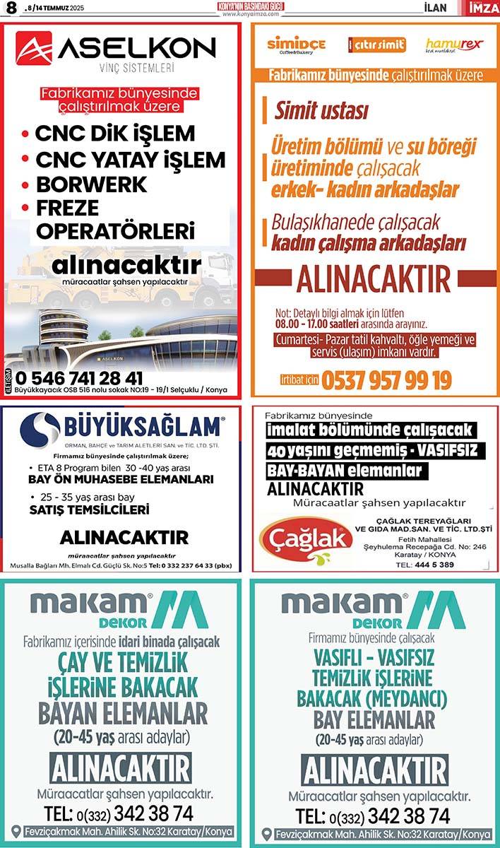 Konya İmza E-GAZETE 8 / 14 Temmuz 2025 7