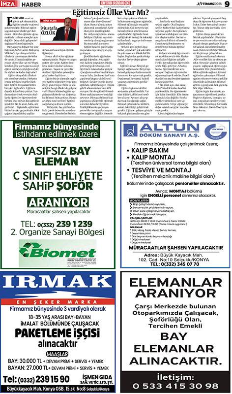 Konya İmza E-GAZETE 1 / 7 Temmuz 2025 9