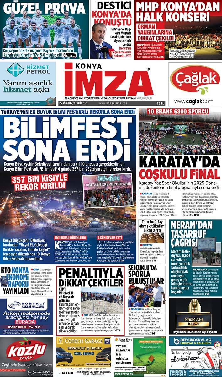 Konya İmza E-GAZETE (26 Ağustos / 1 Eylül 2025) 1