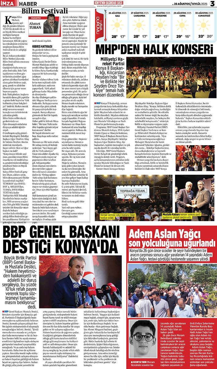 Konya İmza E-GAZETE (26 Ağustos / 1 Eylül 2025) 3