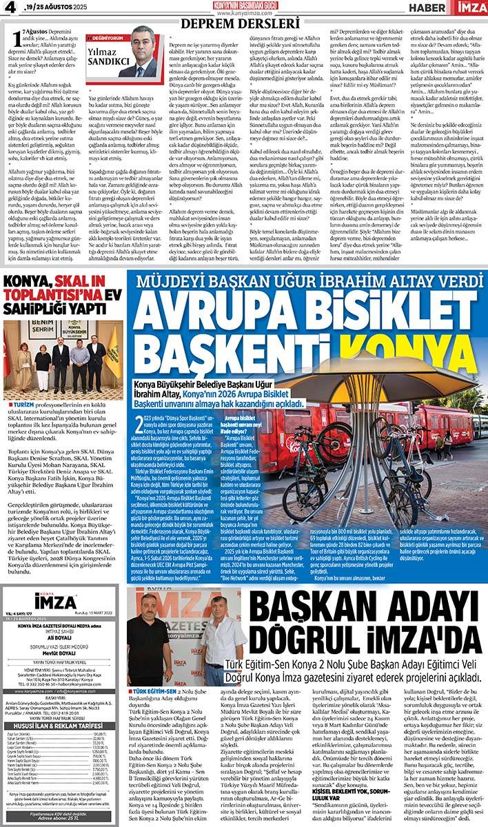 Konya İmza E-GAZETE (19 / 25 Ağustos 2025) 4