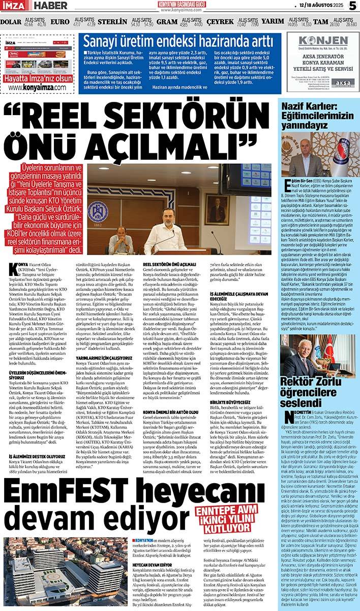 Konya İmza E-GAZETE (12 / 18 Ağustos 2025) 5