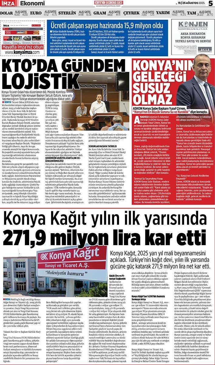 Konya İmza E-GAZETE (19 / 25 Ağustos 2025) 5