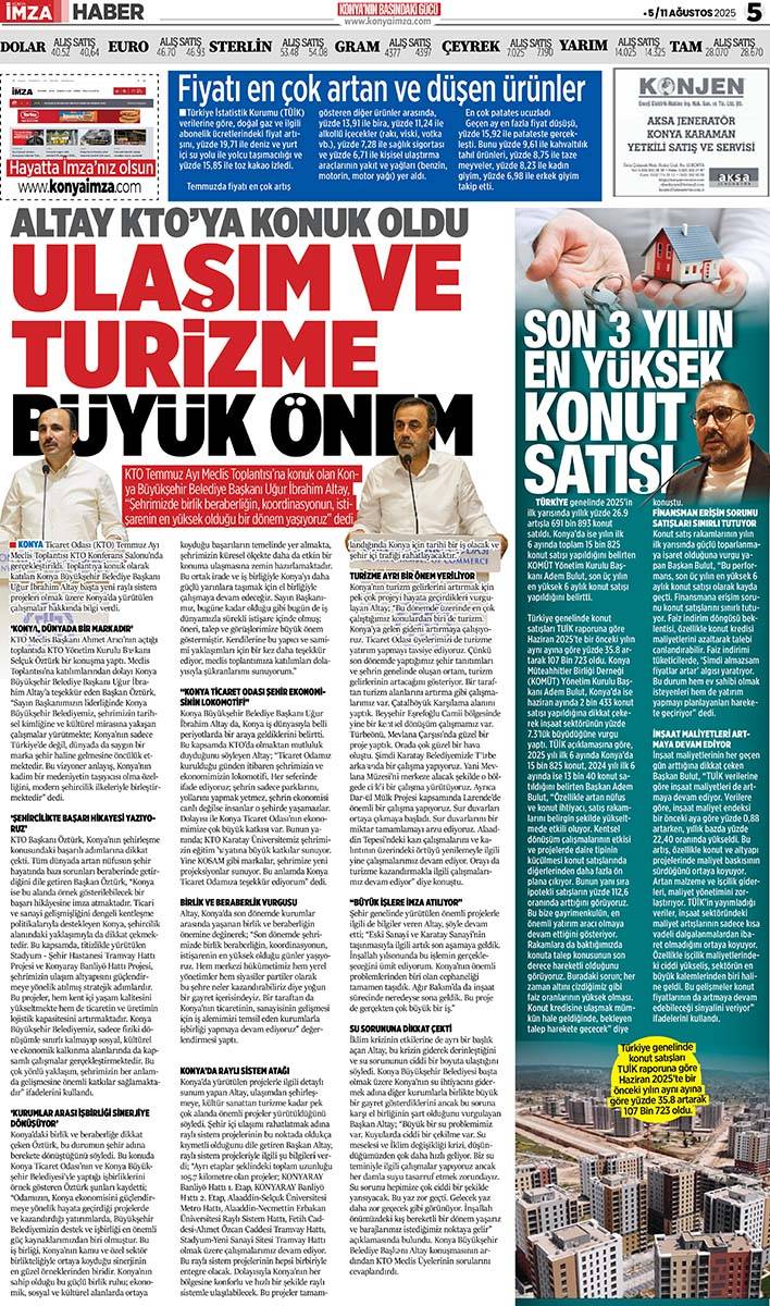 Konya İmza E-GAZETE (5 / 11 Ağustos 2025) 5