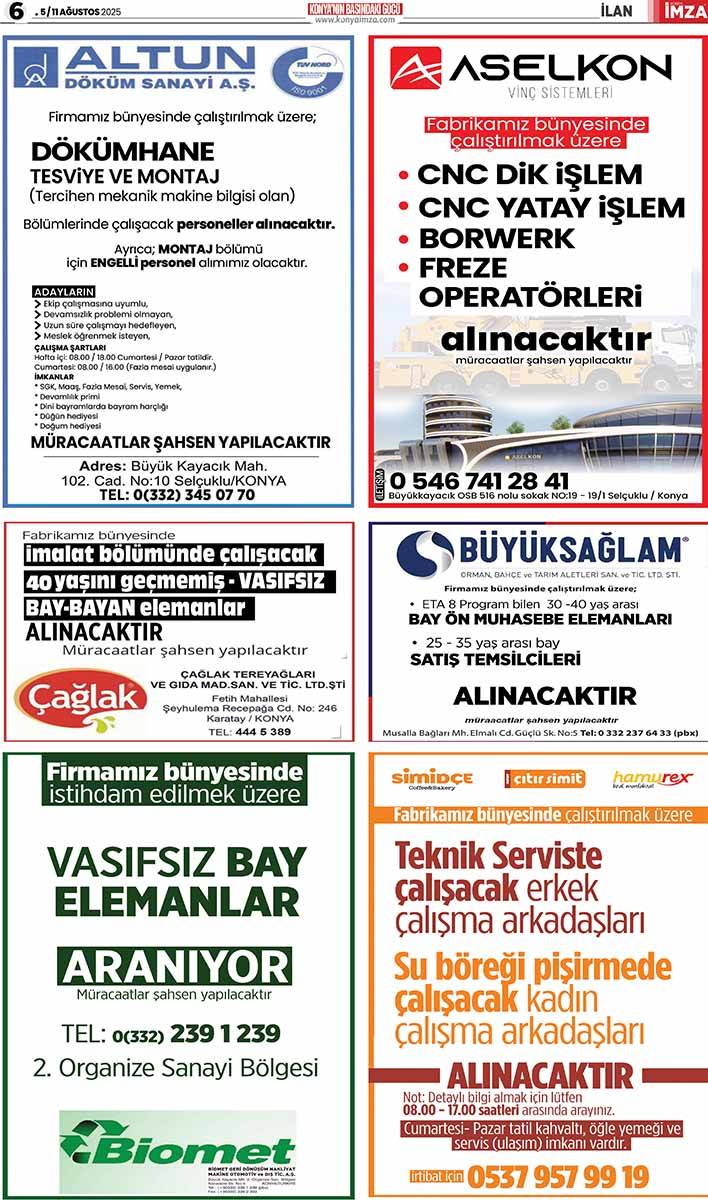 Konya İmza E-GAZETE (5 / 11 Ağustos 2025) 6