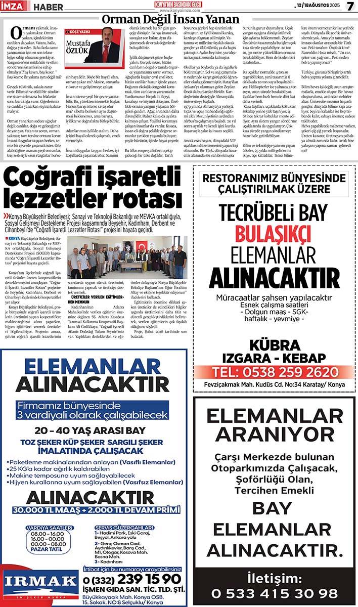 Konya İmza E-GAZETE (12 / 18 Ağustos 2025) 7