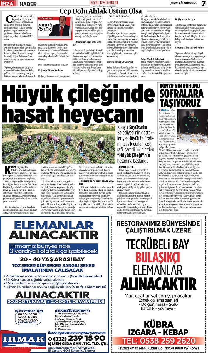 Konya İmza E-GAZETE (19 / 25 Ağustos 2025) 7