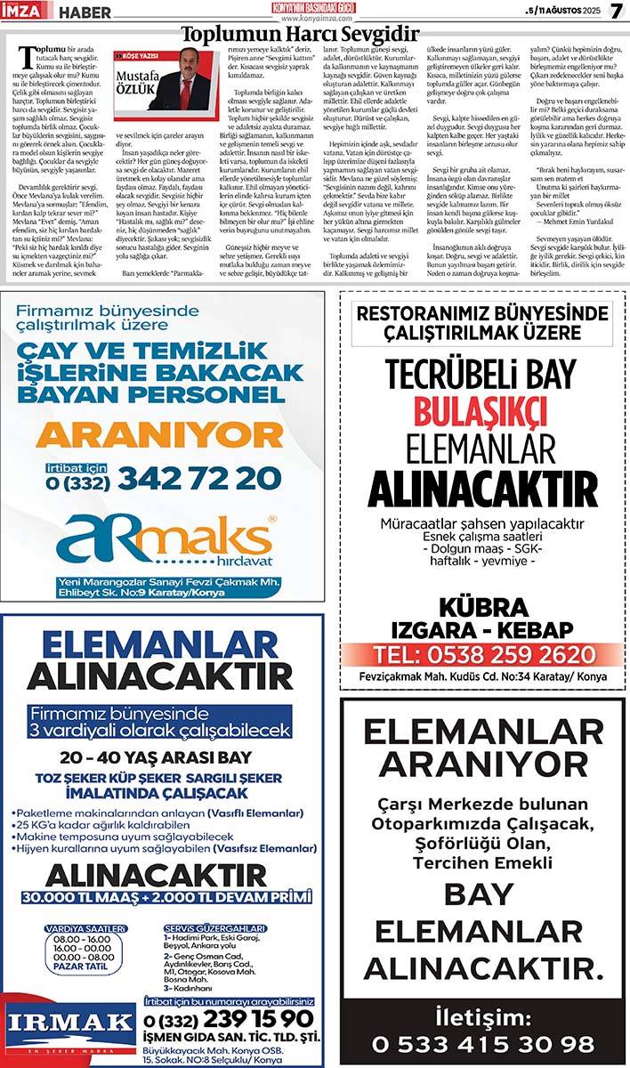 Konya İmza E-GAZETE (5 / 11 Ağustos 2025) 7