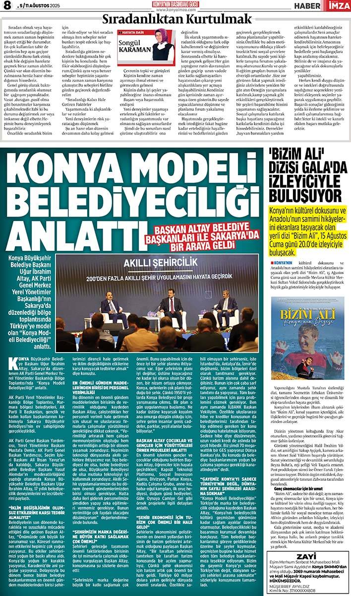 Konya İmza E-GAZETE (5 / 11 Ağustos 2025) 8