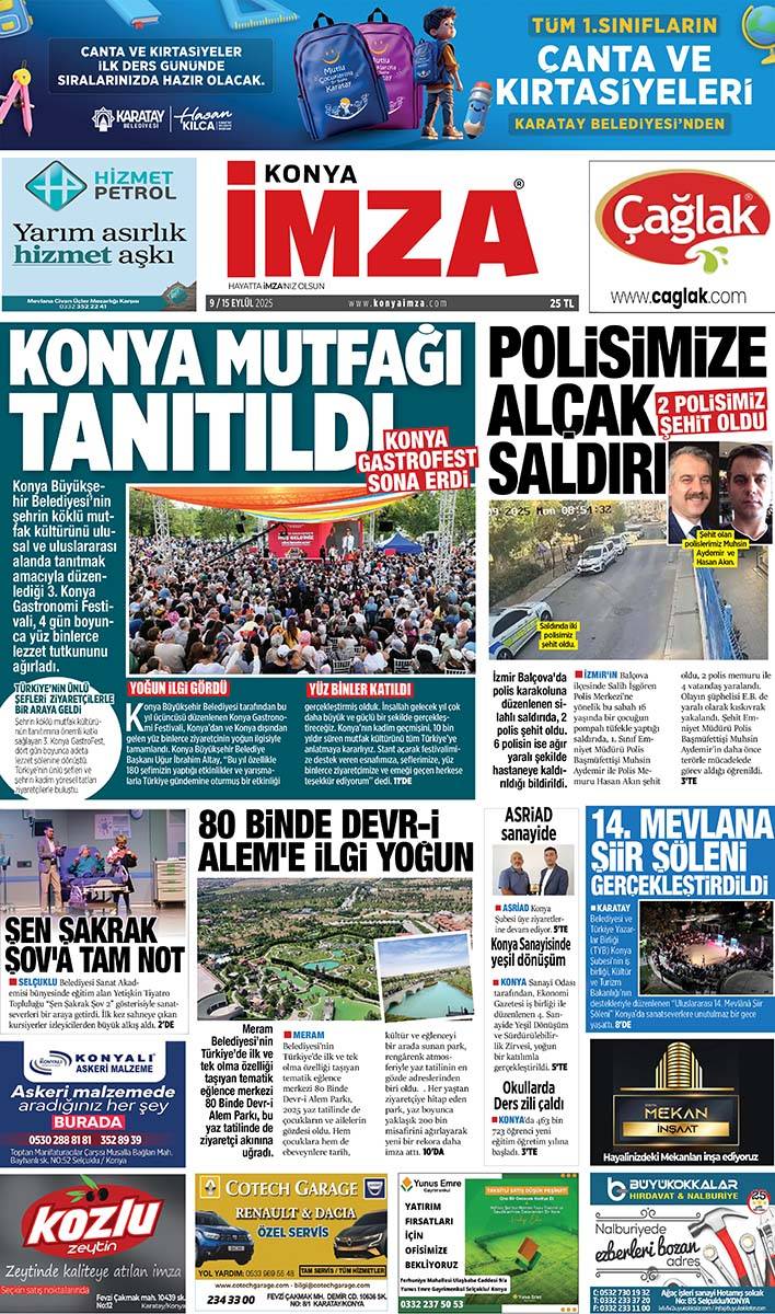 Konya İmza E-GAZETE (9 / 15 Eylül 2025) 1
