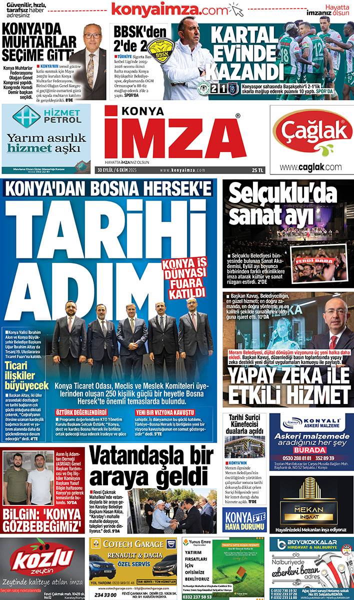 Konya İmza E-GAZETE 30 Eylül / 6 Ekim 2025 1