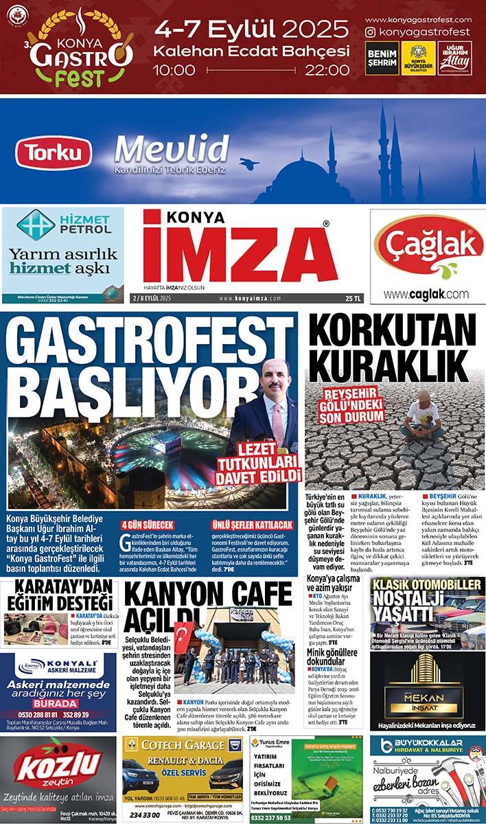 Konya İmza E- GAZETE (2 / 8 Eylül 2025) 1