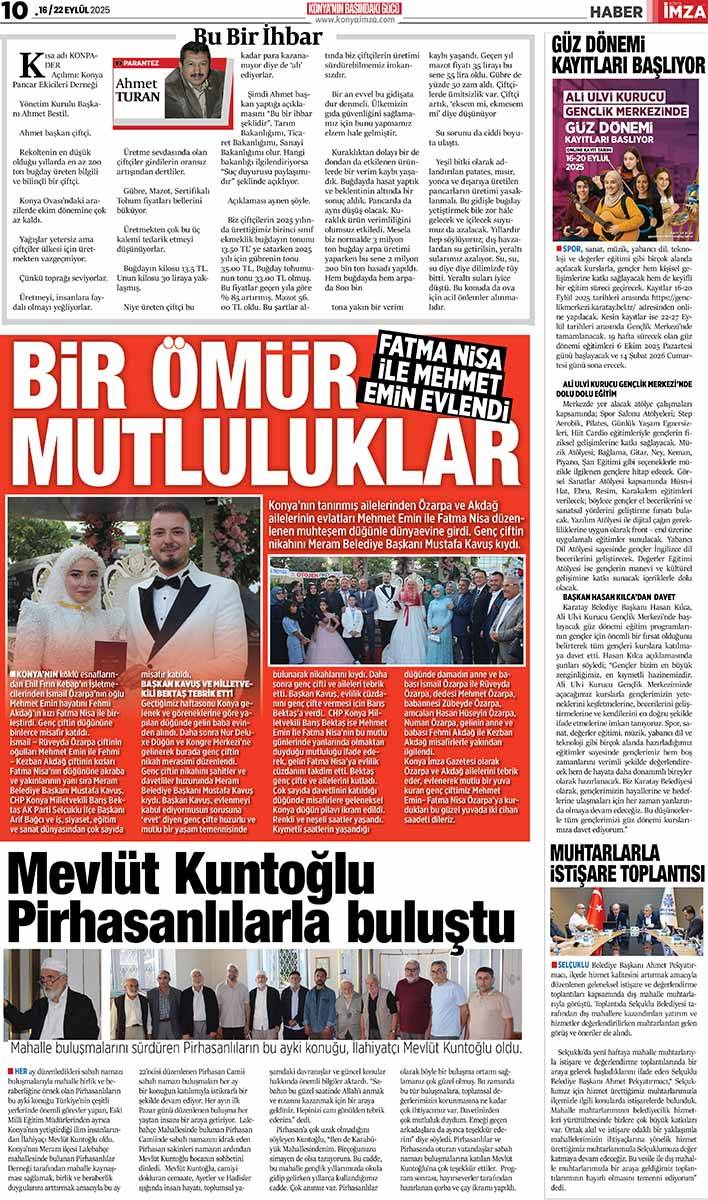 Konya İmza E-GAZETE (16 / 22 Eylül 2025) 10