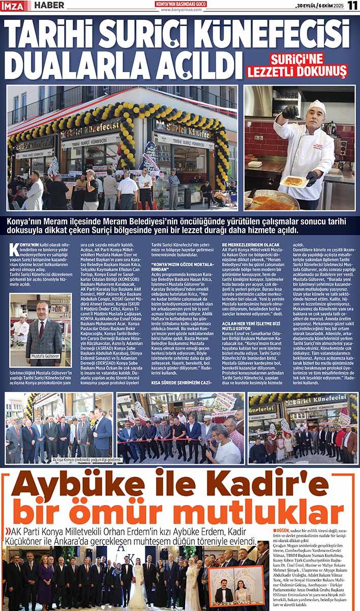 Konya İmza E-GAZETE 30 Eylül / 6 Ekim 2025 11