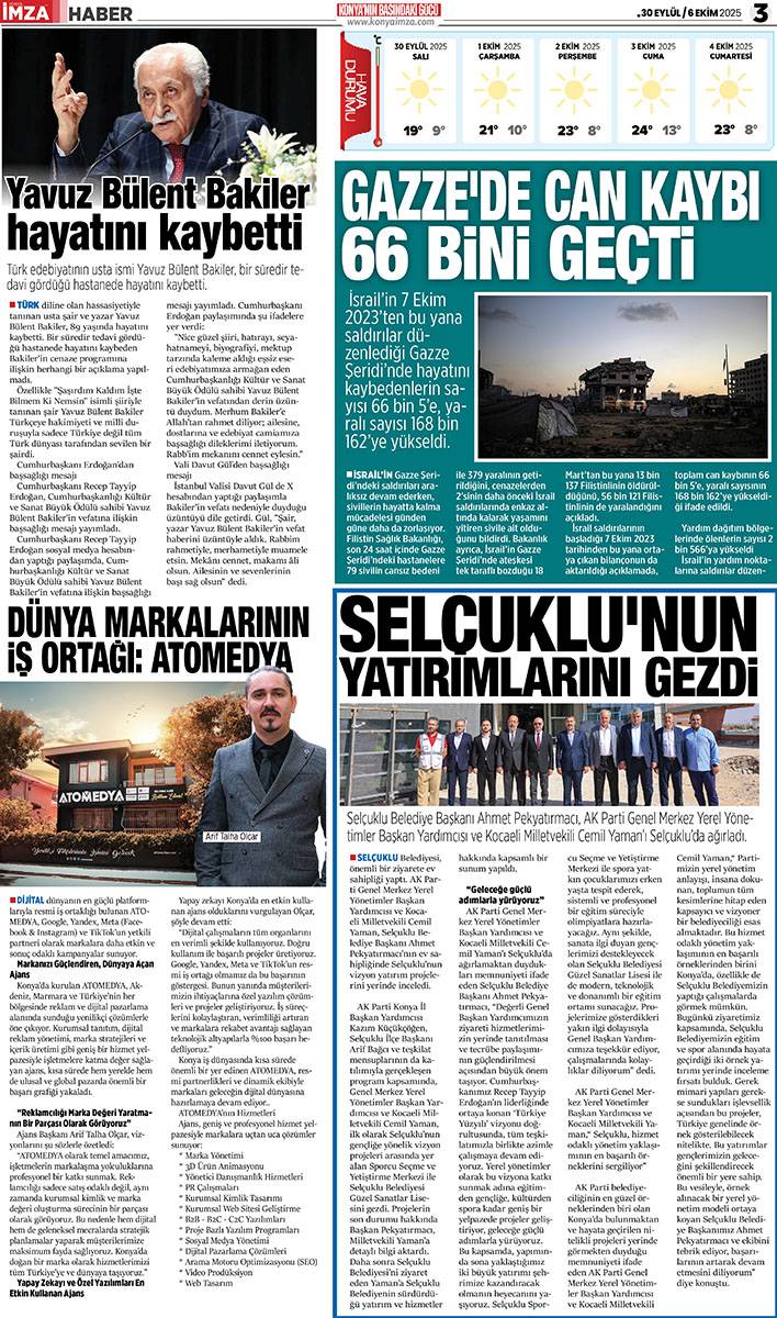 Konya İmza E-GAZETE 30 Eylül / 6 Ekim 2025 3
