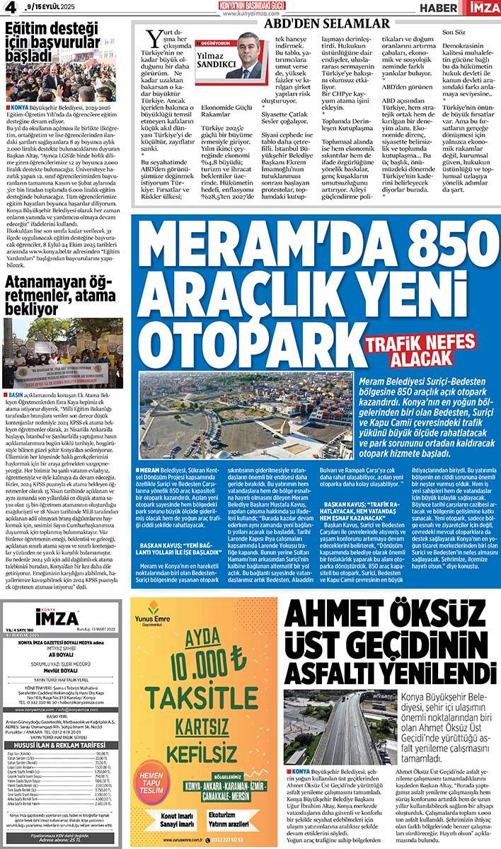 Konya İmza E-GAZETE (9 / 15 Eylül 2025) 4