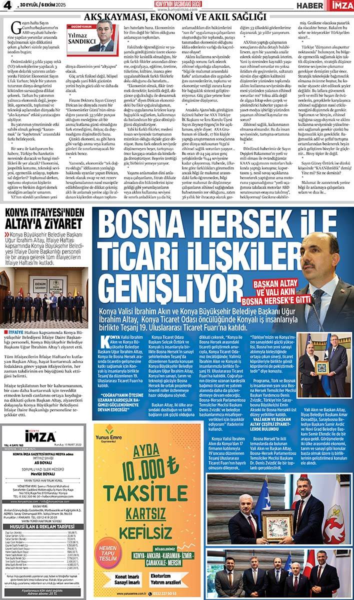Konya İmza E-GAZETE 30 Eylül / 6 Ekim 2025 4