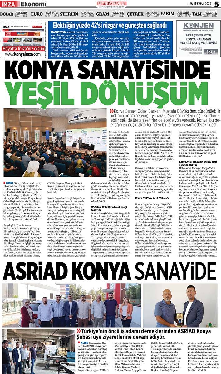 Konya İmza E-GAZETE (9 / 15 Eylül 2025) 5