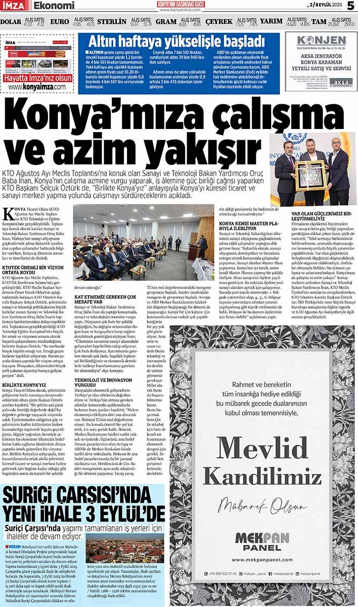 Konya İmza E- GAZETE (2 / 8 Eylül 2025) 5
