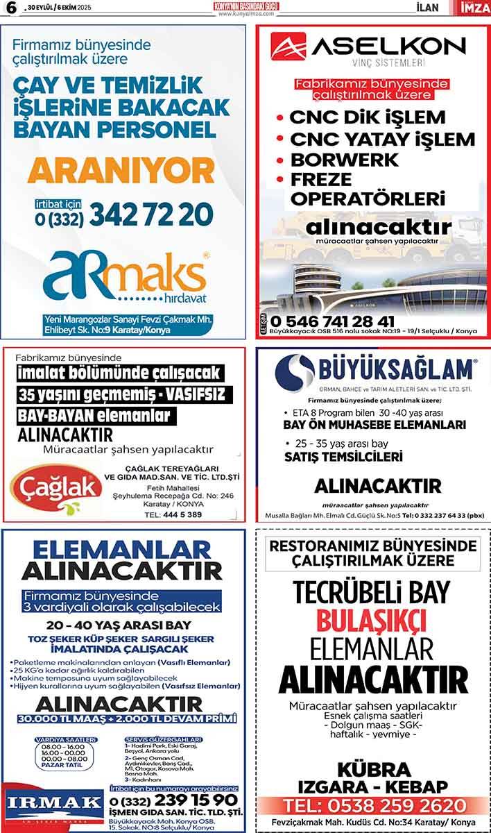 Konya İmza E-GAZETE 30 Eylül / 6 Ekim 2025 6