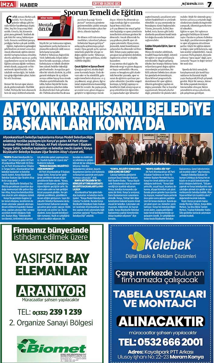 Konya İmza E-GAZETE (16 / 22 Eylül 2025) 7