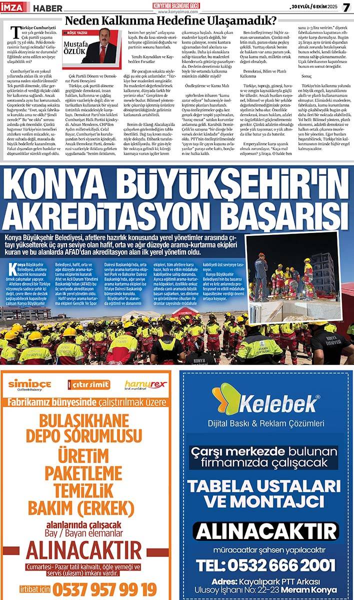 Konya İmza E-GAZETE 30 Eylül / 6 Ekim 2025 7