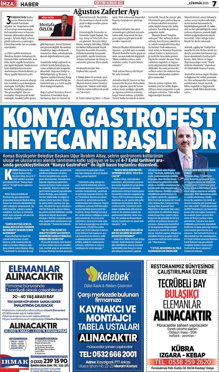 Konya İmza E- GAZETE (2 / 8 Eylül 2025) 7