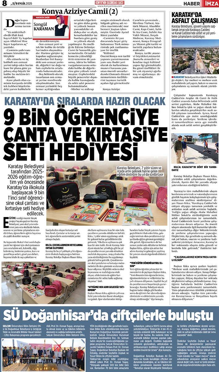 Konya İmza E- GAZETE (2 / 8 Eylül 2025) 8