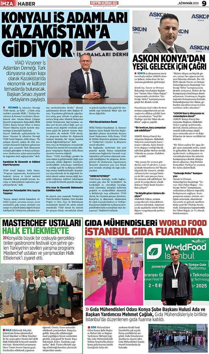 Konya İmza E-GAZETE (9 / 15 Eylül 2025) 9