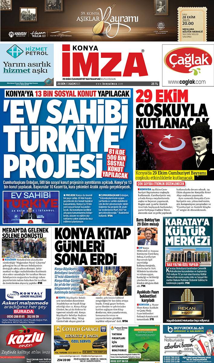 Konya İmza E-GAZETE (28 Ekim 3 Kasım 2025) 1