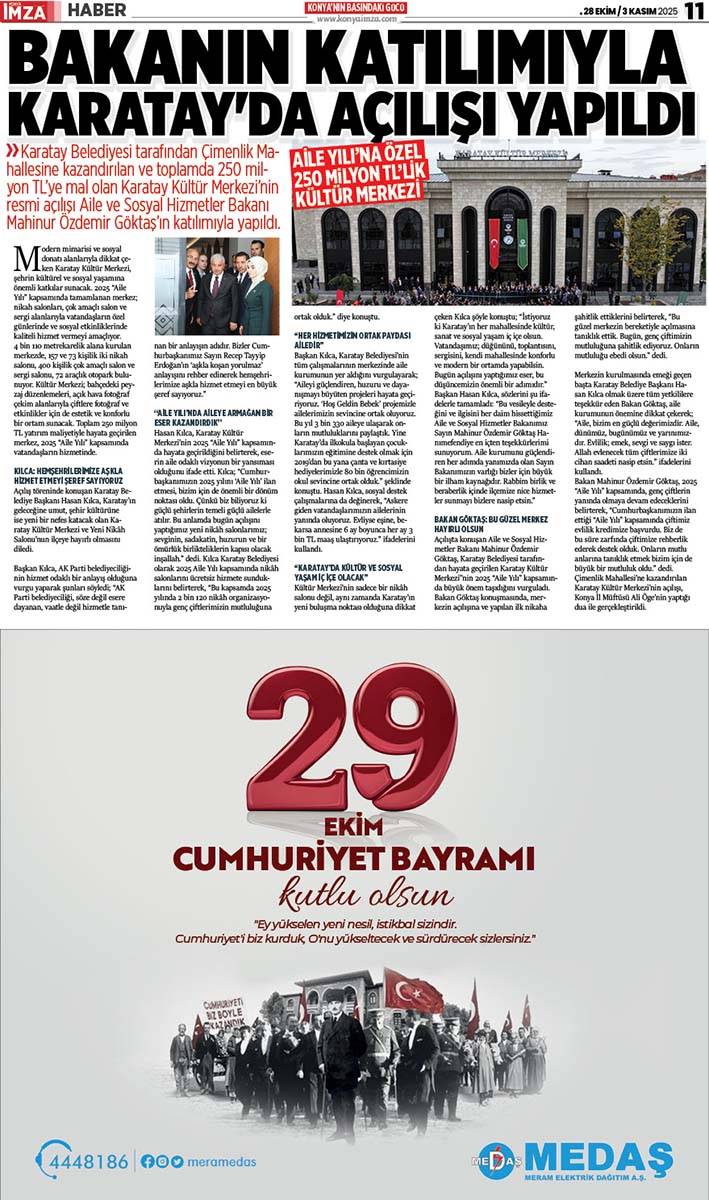 Konya İmza E-GAZETE (28 Ekim 3 Kasım 2025) 11