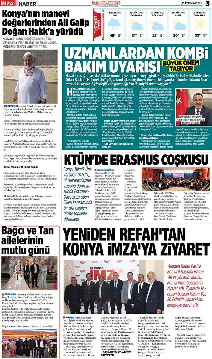 Konya İmza E-GAZETE (21 / 27 Ekim 2025) 3