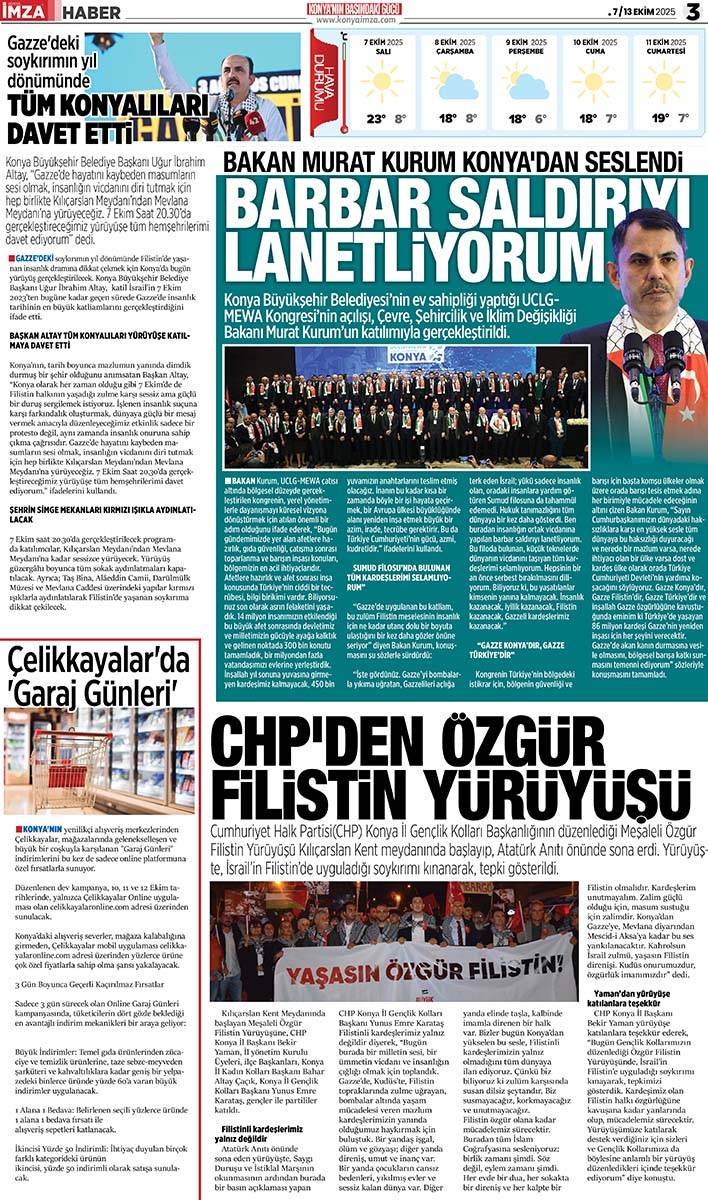 Konya İmza E-GAZETE 30 Eylül / (7 / 13 Ekim 2025) 3