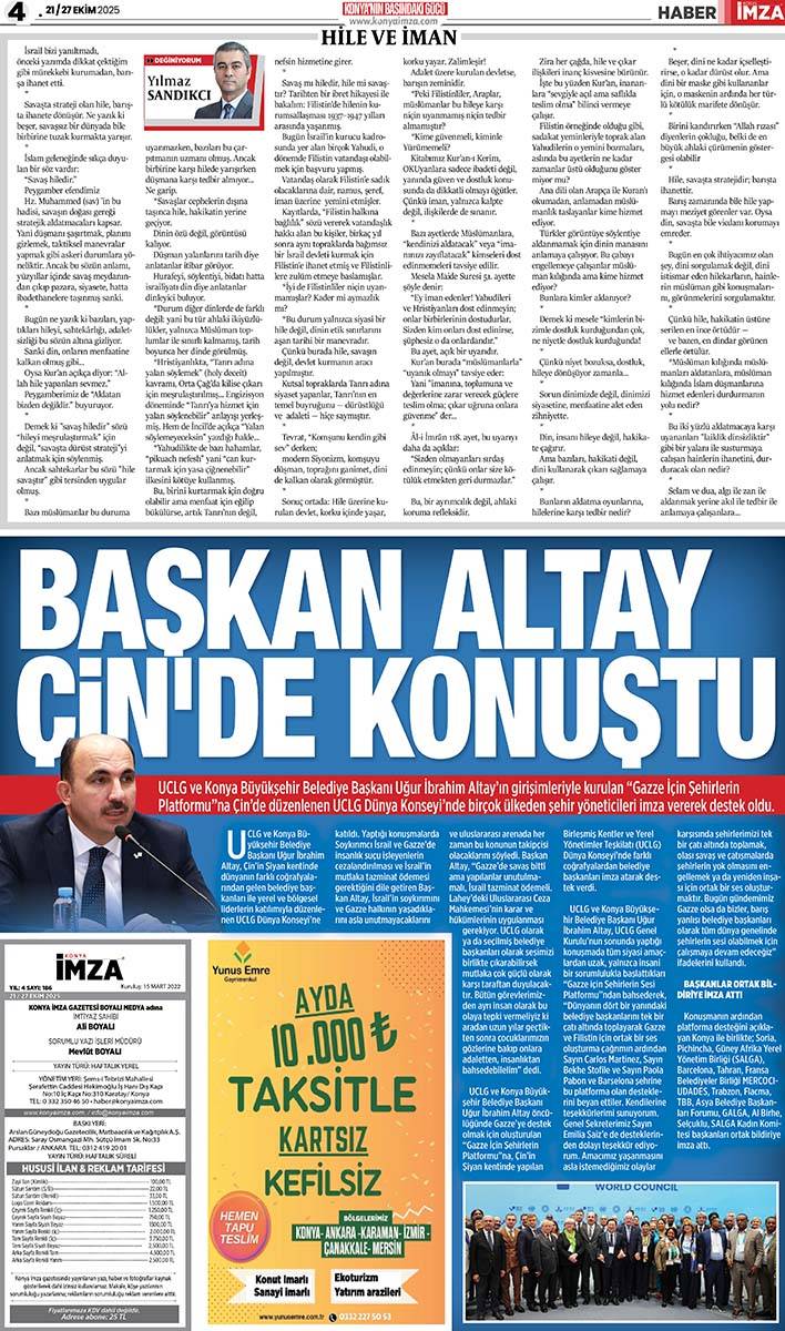 Konya İmza E-GAZETE (21 / 27 Ekim 2025) 4