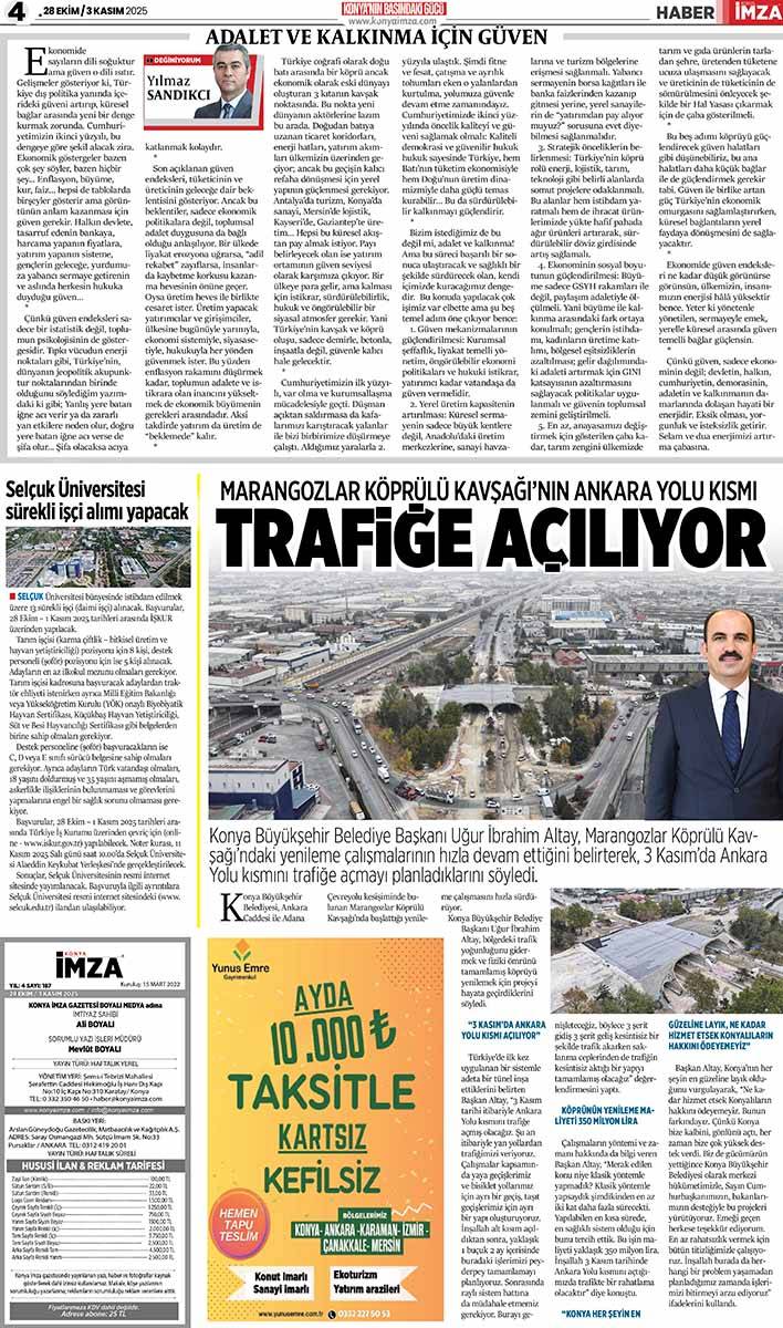 Konya İmza E-GAZETE (28 Ekim 3 Kasım 2025) 4